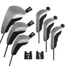Capas de cabeça de clube de golfe Andux, 6 unidades/conjunto preto/cinza para madeira e híbridos