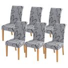 Capas de cadeira: conjunto de 6 cadeiras de jantar FORCHEER, florais cinzentas