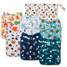 Capas de fraldas de tecido babygoal, pacote com 6 unidades com bolsa úmida, ajustável Capas de fraldas de tecido babygoal, pacote com 6 unidades com bolsa úmida, ajustável