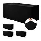 Capas de mesa Nasitos, elastano, mesas de 6 pés, pacote com 4, pretas
