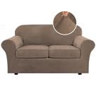 Capas de sofá H.VERSAILTEX Real Velvet Plush de 3 peças Mocha