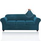 Capas de sofá PrinceDeco Velvet para sofá de 3 almofadas Deep Teal