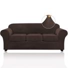 Capas de sofá PrinceDeco Velvet para sofá de 3 almofadas marrom