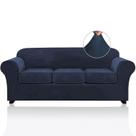 Capas de sofá PrinceDeco Velvet para sofá de 3 almofadas Navy