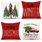 Capas de travesseiro 4TH Emotion Red Christmas 50 cm x 50 cm Conjunto de 4
