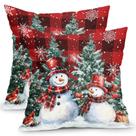 Capas de travesseiro ABSOP Christmas Snowman and Tree 60x60cm, conjunto de 2