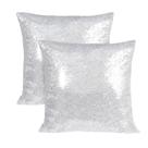 Capas de travesseiro de lantejoulas prateadas Poise3eHome 50 x 50 cm, 2 peças