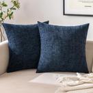 Capas de travesseiro EMEMA Square 50x50cm Chenille azul marinho, conjunto de 2