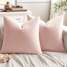 Capas de travesseiro EMEMA Velvet Throw 45 x 45 cm, pacote com 2, rosa