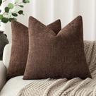 Capas de travesseiro Findtower Soft Textured Chenille 55x55cm Vermelho Marrom