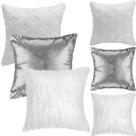 Capas de travesseiro Frienda Sequin Silver and Plush Wool Velvet x6