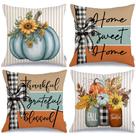 Capas de travesseiro GEEORY Fall Pumpkin Sunflowers 45x45cm Conjunto de 4 Capas de travesseiro GEEORY Fall Pumpkin Sunflowers 45x45cm Conjunto de 4