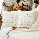Capas de travesseiro GEEORY Halloween Ghost Plush 50x50cm, conjunto de 2