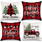Capas de travesseiro GEEORY Merry Christmas 45x45cm Conjunto de 4 poliéster