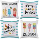 Capas de travesseiro Mimkus Summer 45x45cm Conjunto de 4 sorvetes Capas de travesseiro Mimkus Summer 45x45cm Conjunto de 4 sorvetes