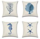 Capas de travesseiro sistwon Ocean Beach Linen 45x45cm Conjunto de 4 azuis
