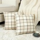 Capas de travesseiro Stellhome Linen Buffalo Check 50x50cm Bege x2