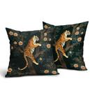 Capas de travesseiro Sweetshow Tiger and Flowers 40x40cm Conjunto de 2 Capas de travesseiro Sweetshow Tiger and Flowers 40x40cm Conjunto de 2