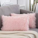 Capas de travesseiro WLNUI rosa decorativas lombares fofas de pele sintética