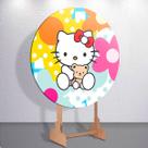 Capas Festa Infantil Gatinha Kittyy Painel Redondo Grande ou Mini Estampa Colorida