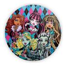 Capas Mini Painel Redondo Pequeno Mesa Festa Monsther High Boneca Menia Desenho Serie