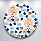 Capas Painel Grande e Mini Painel Redondo Festa Infantil Ursinho Menino Branco Azul Zig Zag Decora