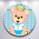 Capas Painel Grande e Mini Painel Redondo Festa Infantil Ursinho Menino Branco Azul Zig Zag Decora