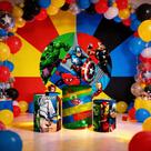 Capas Painel Redondo Cilindros Decoração Super Heróis