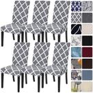 Capas para cadeiras de jantar Searchi, conjunto de 6 elastanos cinza e branco Capas para cadeiras de jantar Searchi, conjunto de 6 elastanos cinza e branco
