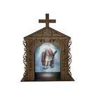 Capela Oratório Arabesco com Imagem e Led Santo Expedito 25x18x31 Mdf Madeira Imbuia
