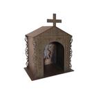 Capela Oratório Arabesco com Imagem Santo Antônio 25x18x31 Mdf Madeira Imbuia
