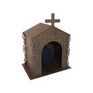 Capela Oratório Arabesco com Imagem São Bento 25x18x31 Mdf Madeira Imbuia
