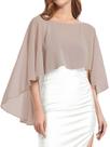 Capelet Shawl Chiffon para mulheres, vestido de noite cáqui