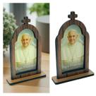 Capelinha Papa Francisco com Oração Madeira 18 cm