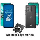 Capinha Anti Choque + Película Fosca Privacidade + Anel Suporte para Moto Edge 40 Neo Capinha Anti Choque + Película Fosca Privacidade + Anel Suporte para Moto Edge 40 Neo