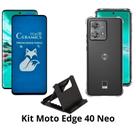 Capinha Anti Impacto + Película Fosca Privacidade + Suporte de Mesa para Moto Edge 40 Neo Capinha Anti Impacto + Película Fosca Privacidade + Suporte de Mesa para Moto Edge 40 Neo