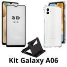 Capinha Anti Shock + Película 3D de Vidro + Suporte de Mesa para Samsung Galaxy A06