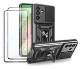 Capinha Capa Armadura P/ Samsung Galaxy A56 5g Armadura +2 Películas 3D Preto Samsung Galaxy A56 5g