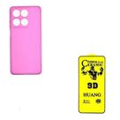Capinha Silicone Case Rosa Claro + Película Fosca 9D para Moto Edge 60