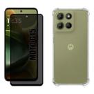 Capinha Transparente para Motorola Moto G15 + Película Privacidade Fosca 9D