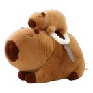 Capivara de desenho animado de pelúcia com sela e boneca de 40 cm