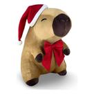Capivara De Pelúcia Natalina 20cm Com Gorro E Laço