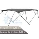 Capota Toldo Nautico 4 Arcos 2,5m Comprimento P/ Lanchas, Barcos de Aluminio e Botes