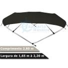 Capota Toldo Nautico 4 Arcos 2,8 m Comprimento Estrutura Reforçada P/ Lanchas, Barcos de Aluminio e Botes