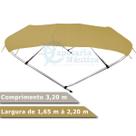 Capota Toldo Nautico 4 Arcos 3,2 m Comprimento Estrutura Reforçada P/ Lanchas, Barcos de Aluminio e Botes