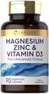 Cápsulas Carlyle Magnésio Zinco Vitamina D3 90 Vegetais 3 em 1