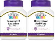 Cápsulas de extrato de vinho tinto de resveratrol do século 21, 180 unidades