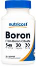 Cápsulas Nutricost Boron de 5 mg 30 vegetais sem glúten e não transgênicas Cápsulas Nutricost Boron de 5 mg 30 vegetais sem glúten e não transgênicas