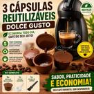 Cápsulas Reutilizáveis Dolce Gusto Kit 3 Filtro Café Recarregável Compatível com Medidor e Escova