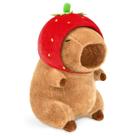 Capybara Loskv Capybara de pelúcia 40cm com chapéu de morango para crianças